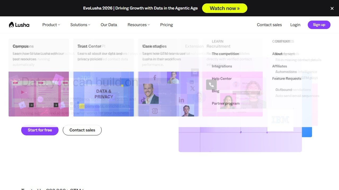 Lusha homepage screenshot
