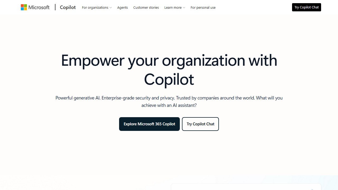 Microsoft Copilot homepage