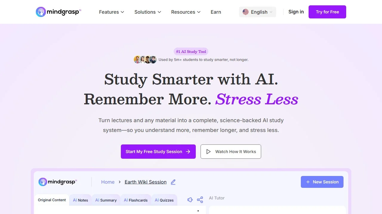 mindgrasp homepage
