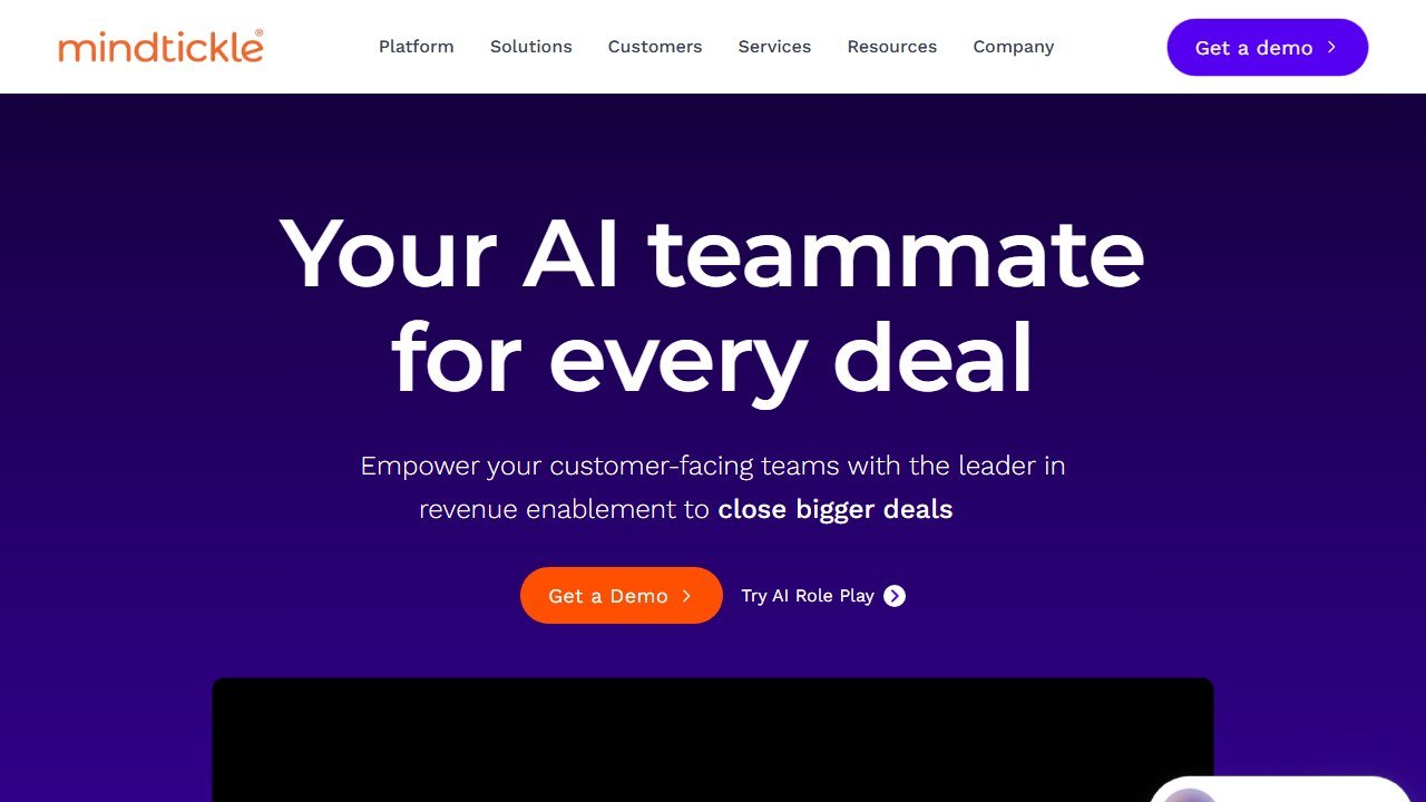 Mindtickle homepage and interface