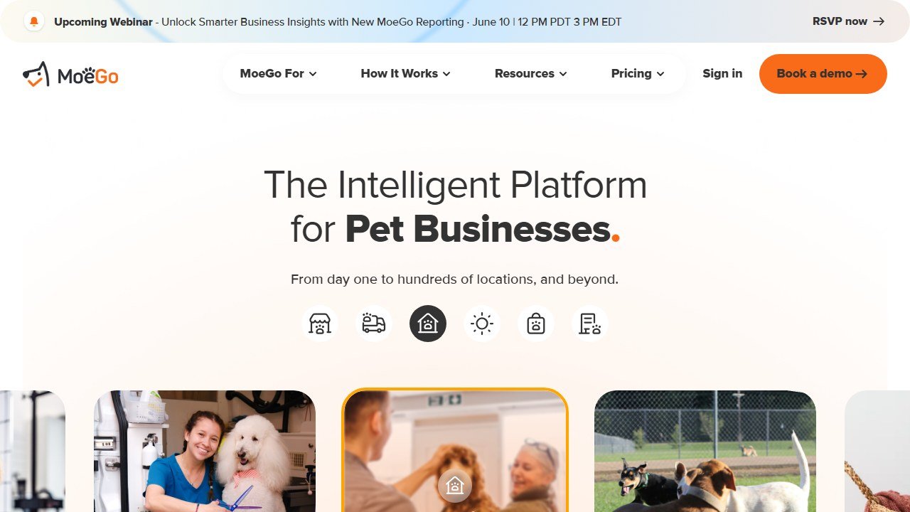 MoeGo pet grooming software homepage
