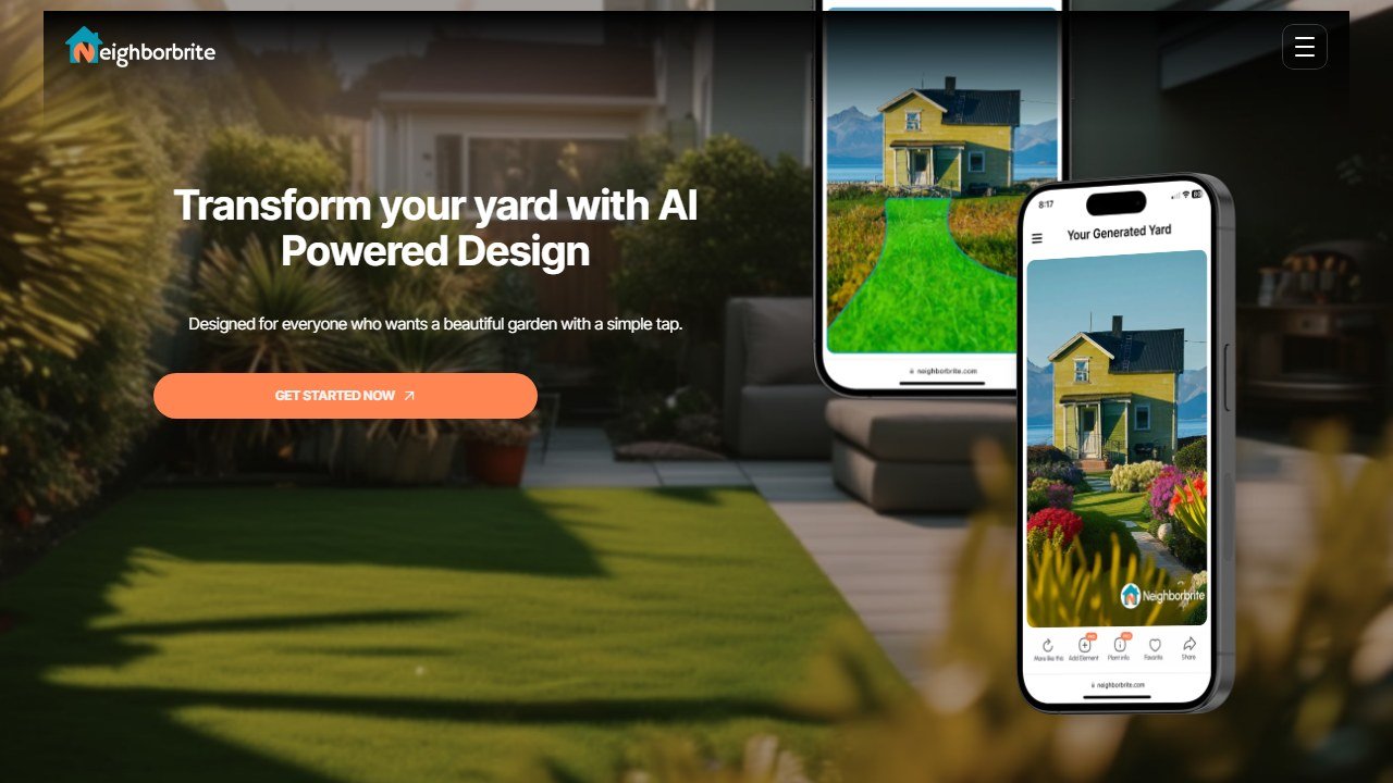 Neighborbrite free AI landscape design tool homepage