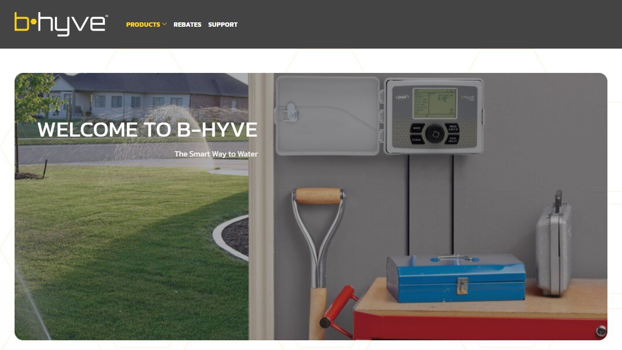 Orbit B-hyve smart sprinkler homepage