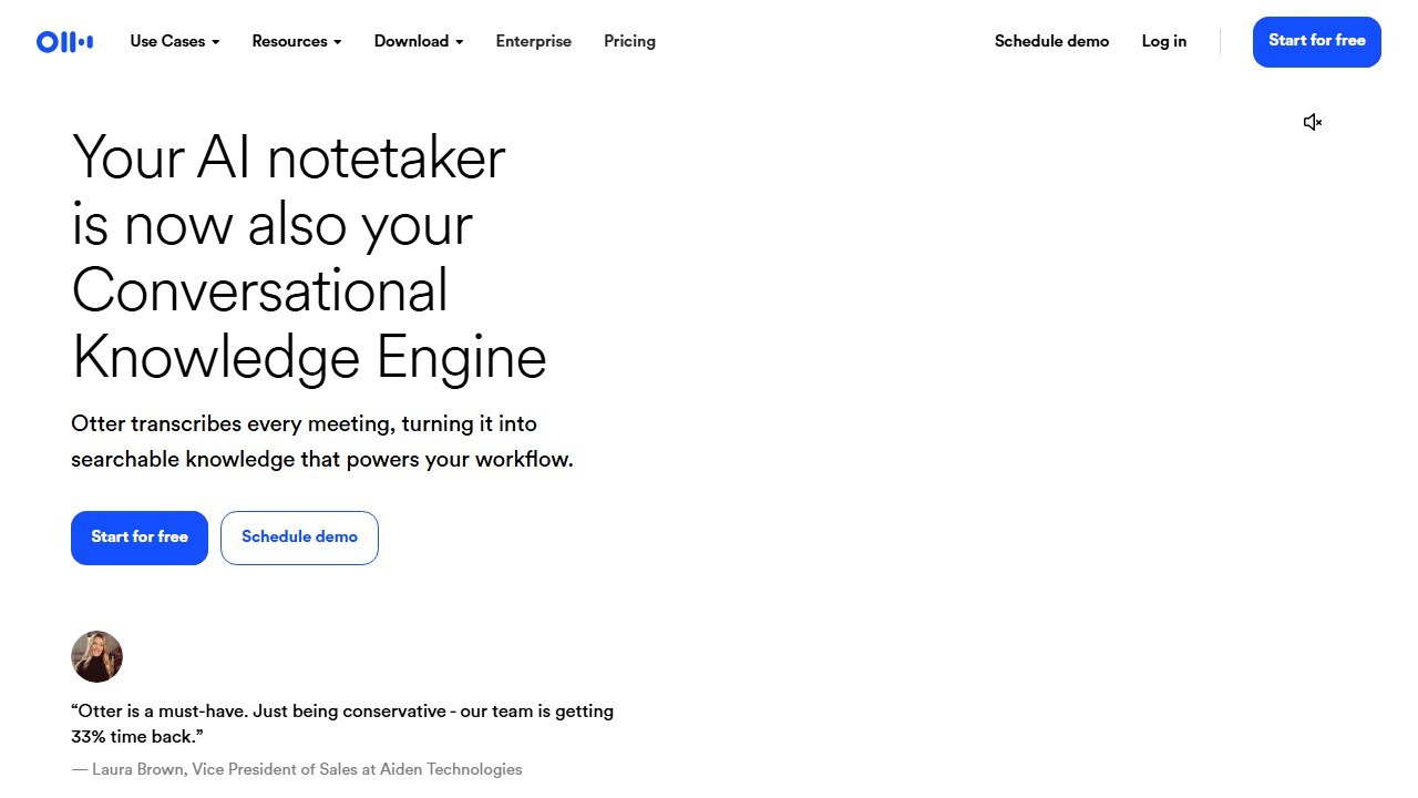 Otter.ai meeting transcription homepage