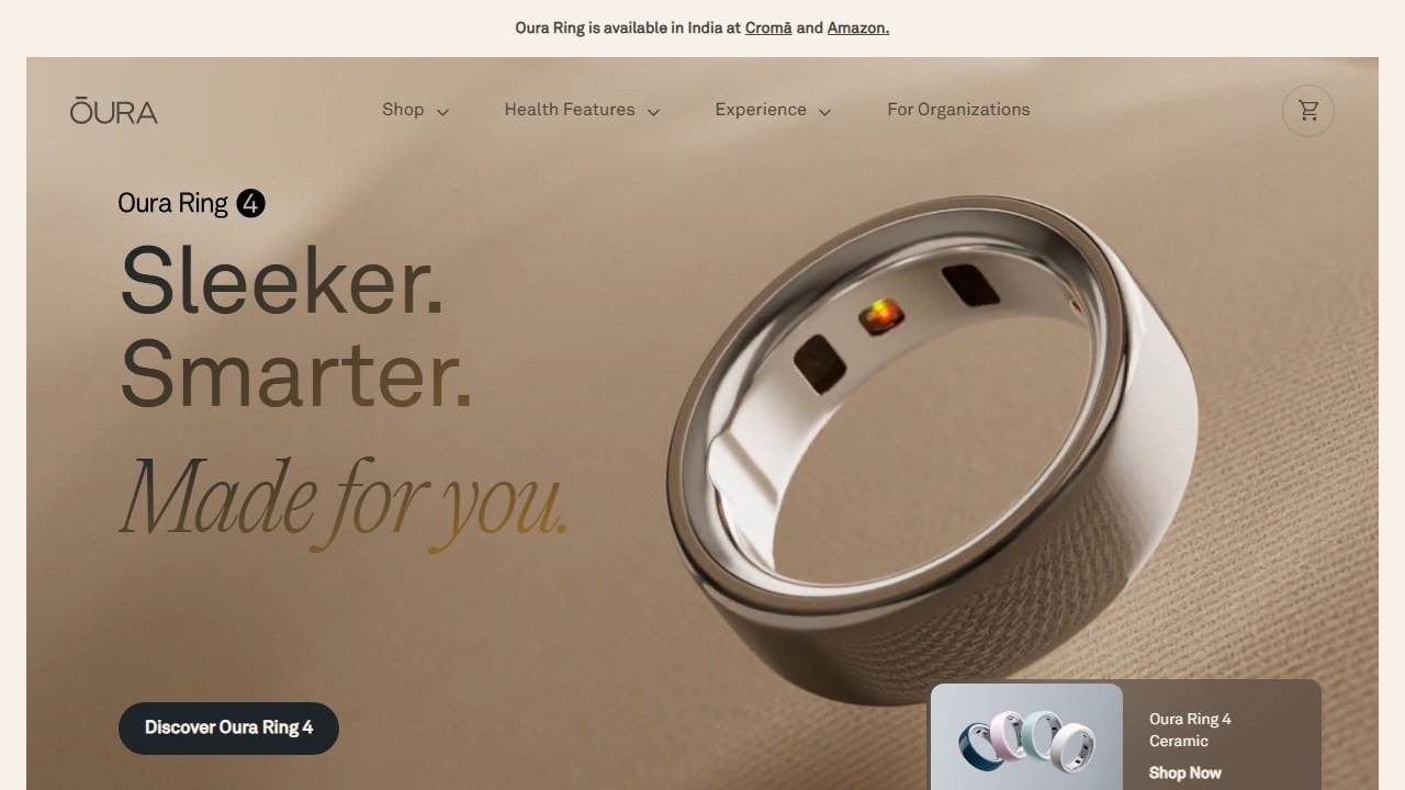 Oura Ring homepage