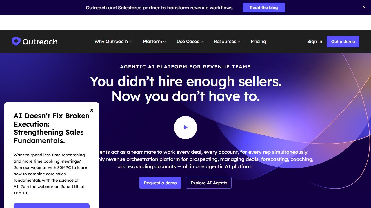 Outreach homepage screenshot