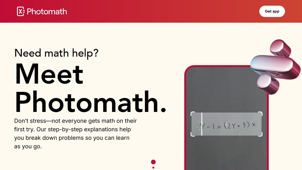 Photomath math solver homepage
