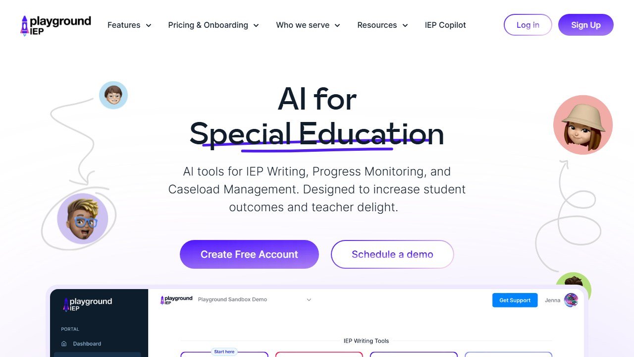 Playground IEP homepage and interface