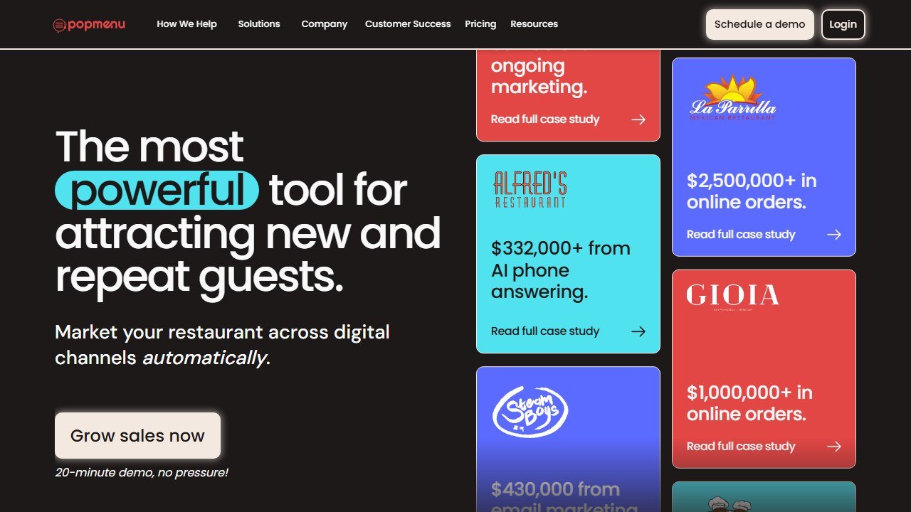 Popmenu homepage