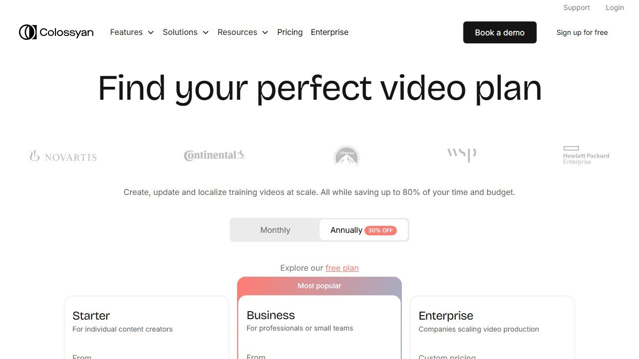 Colossyan pricing page