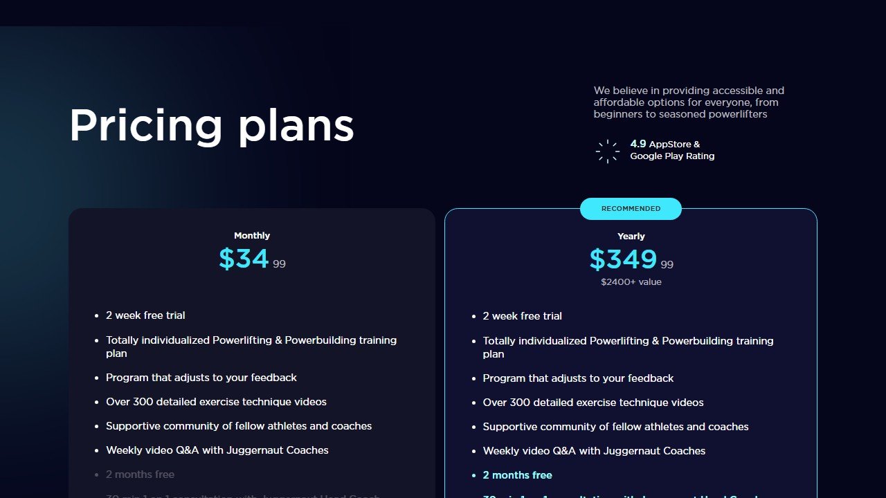 JuggernautAI pricing page