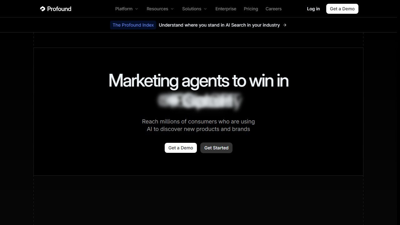 Profound AI search visibility analytics platform homepage