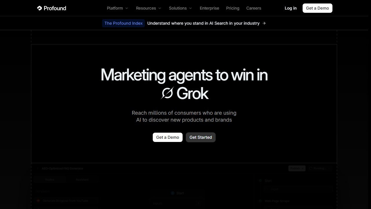 Profound homepage screenshot 2026