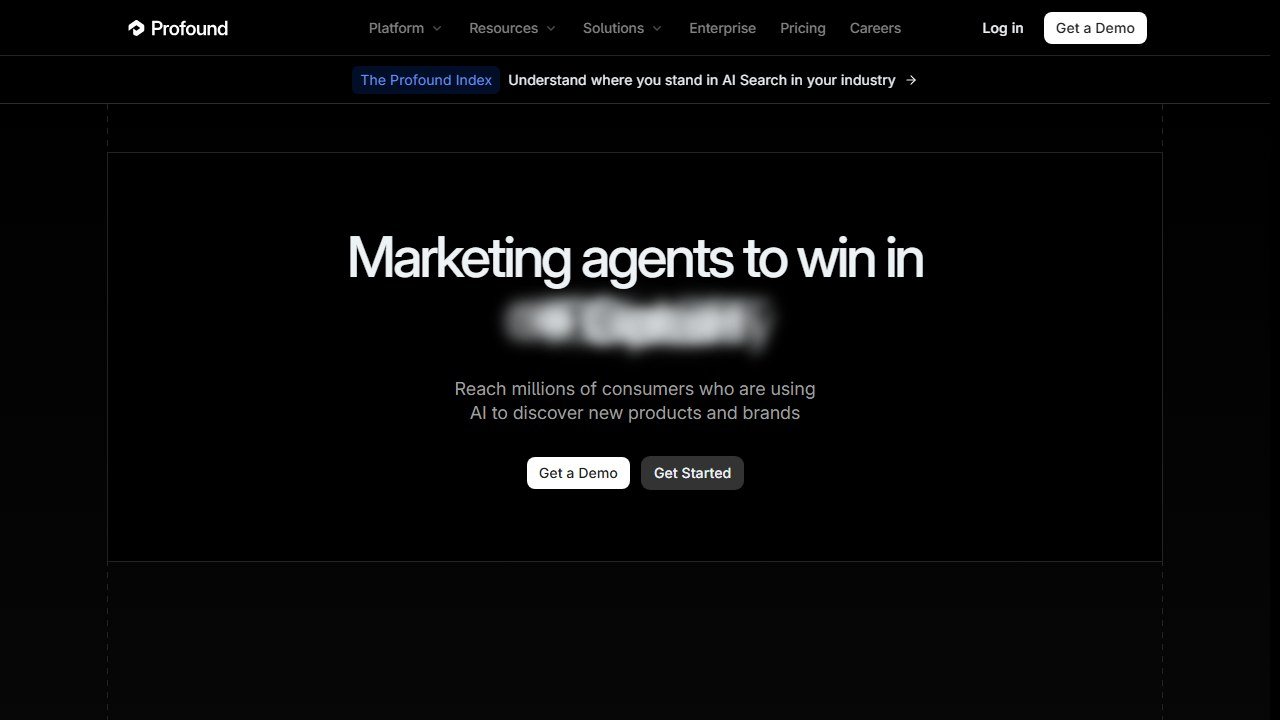 Profound AI search visibility analytics platform homepage