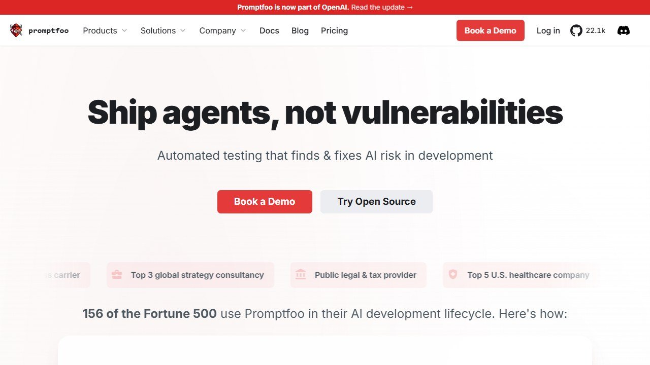 Promptfoo LLM testing homepage