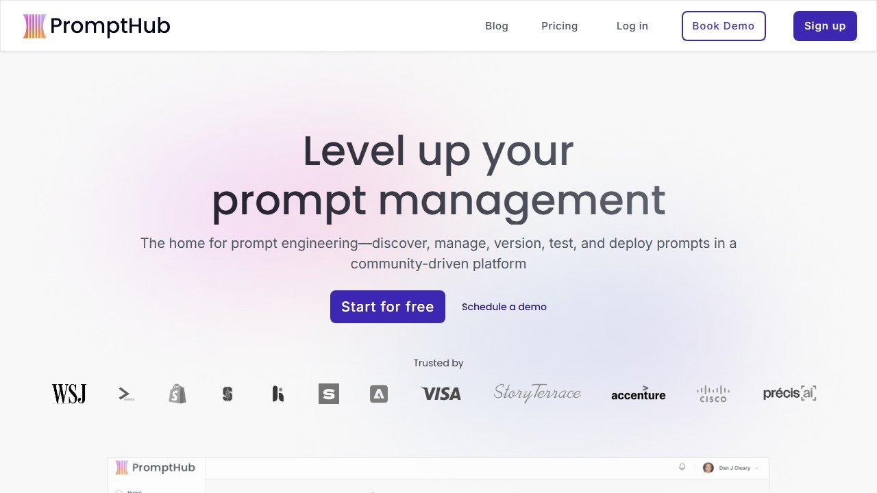 PromptHub prompt management homepage
