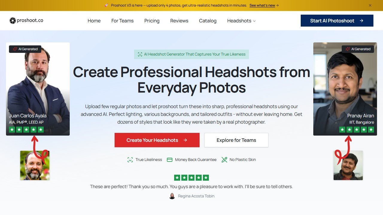 ProShoot AI headshot generator homepage