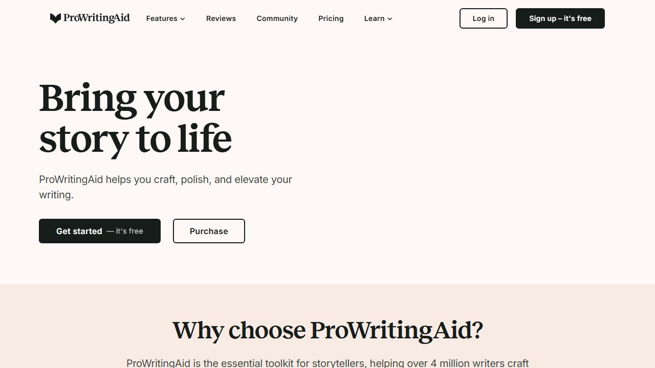 ProWritingAid grammar and style checker homepage interface