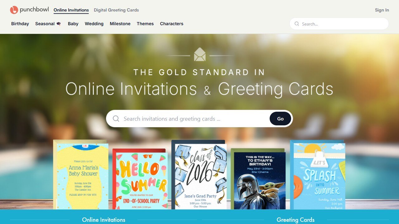 Punchbowl invitations homepage