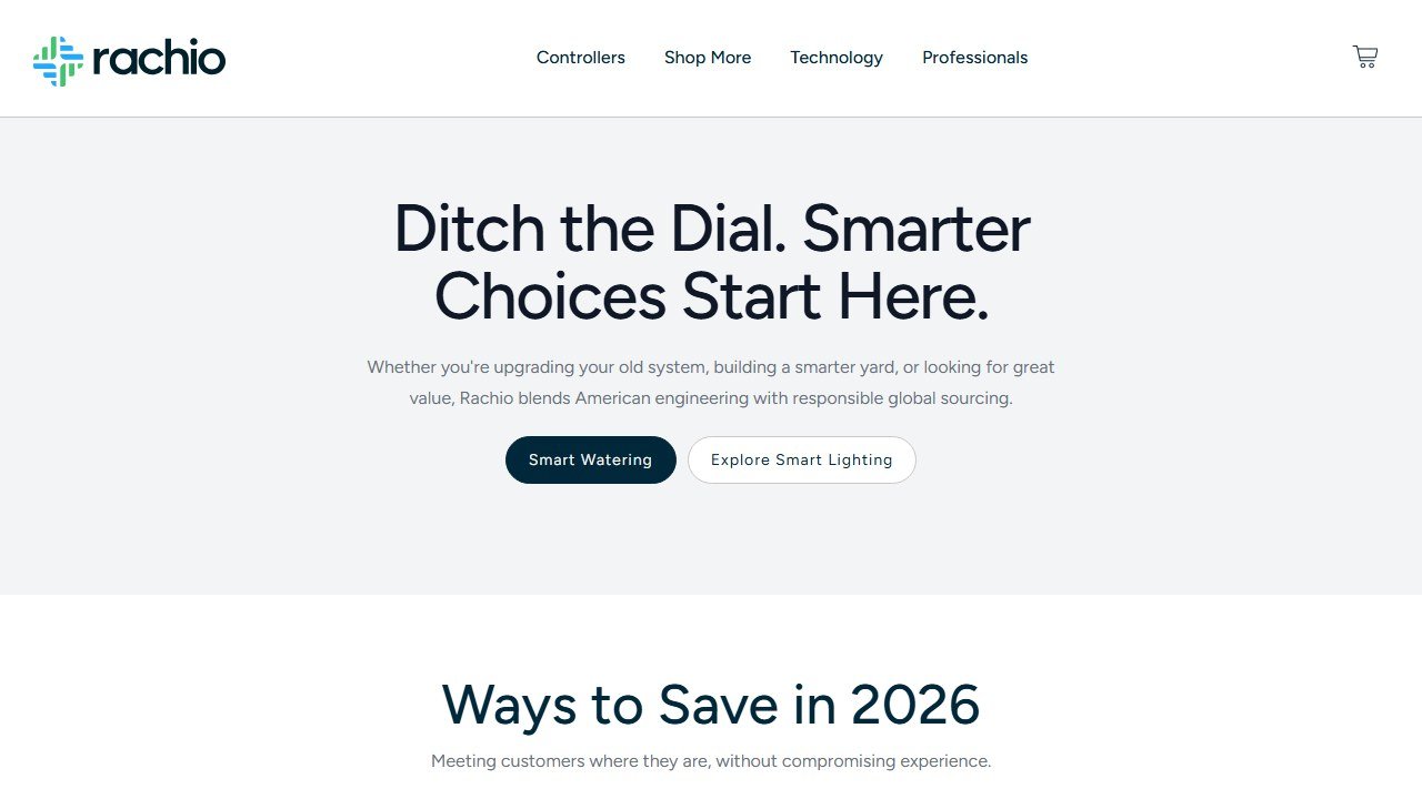 Rachio smart sprinkler controller homepage