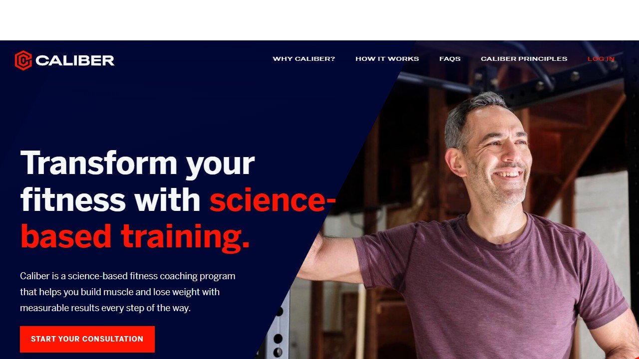 Caliber strength app homepage