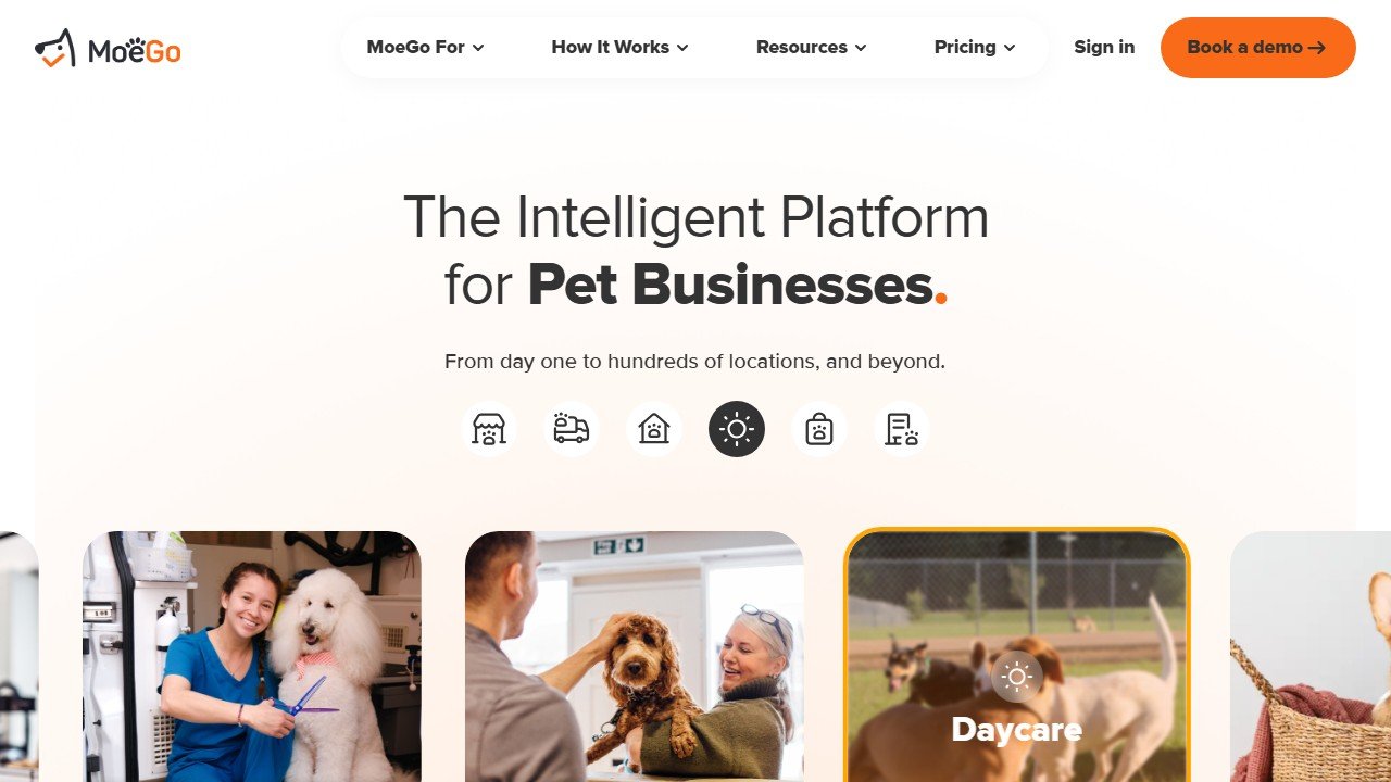 MoeGo pet grooming software homepage