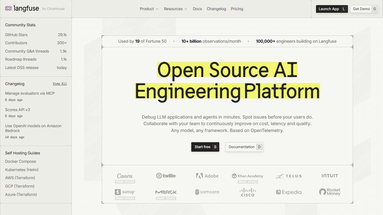 Langfuse LLM observability homepage