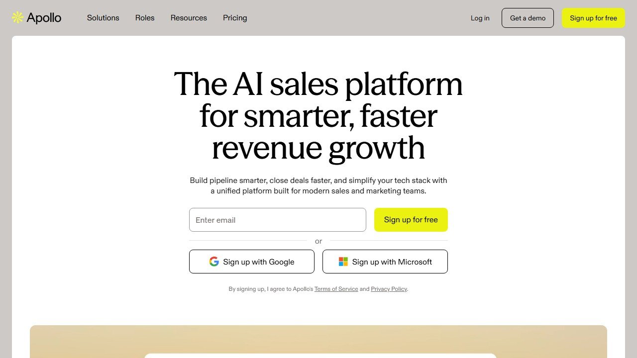 Apollo.io sales intelligence homepage