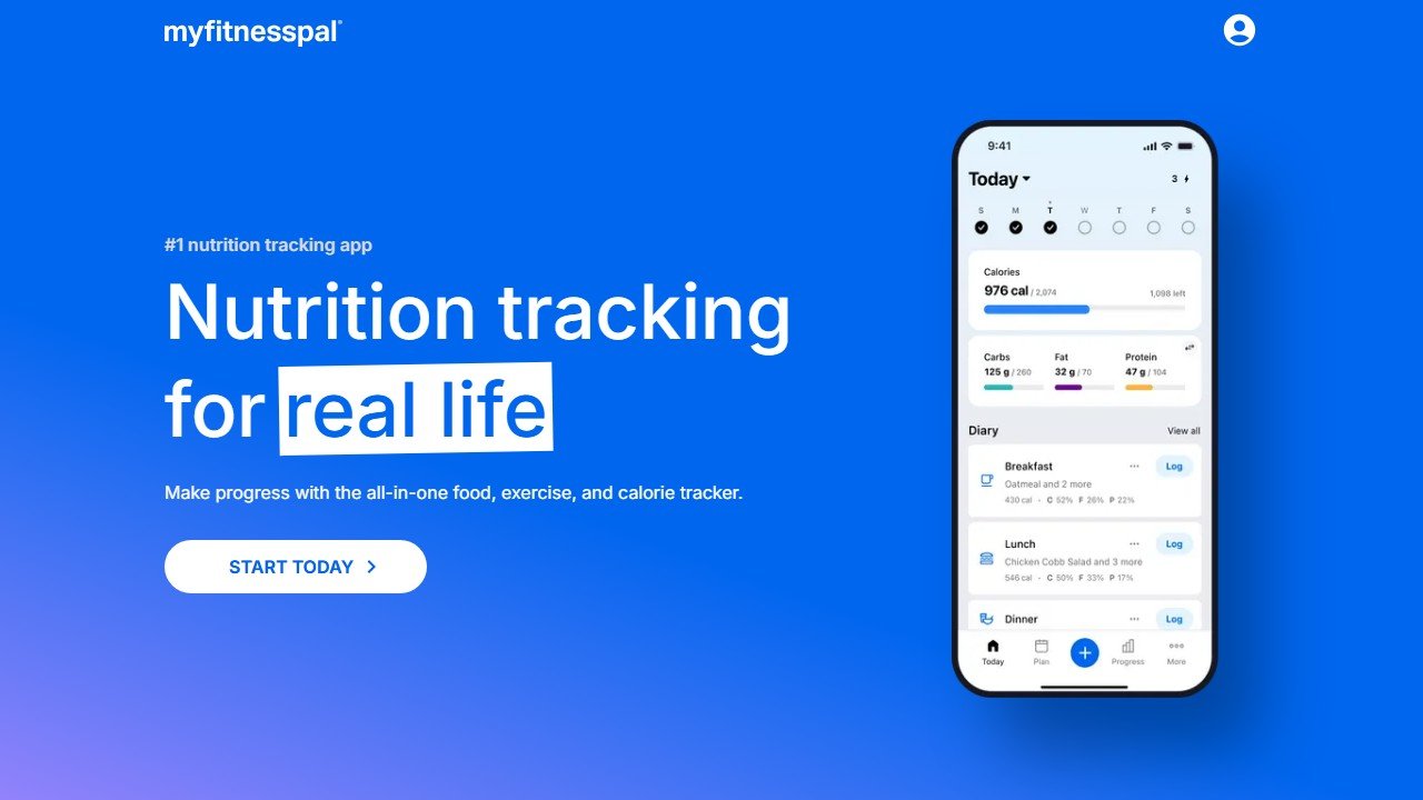 MyFitnessPal calorie tracker homepage showing food logging interface