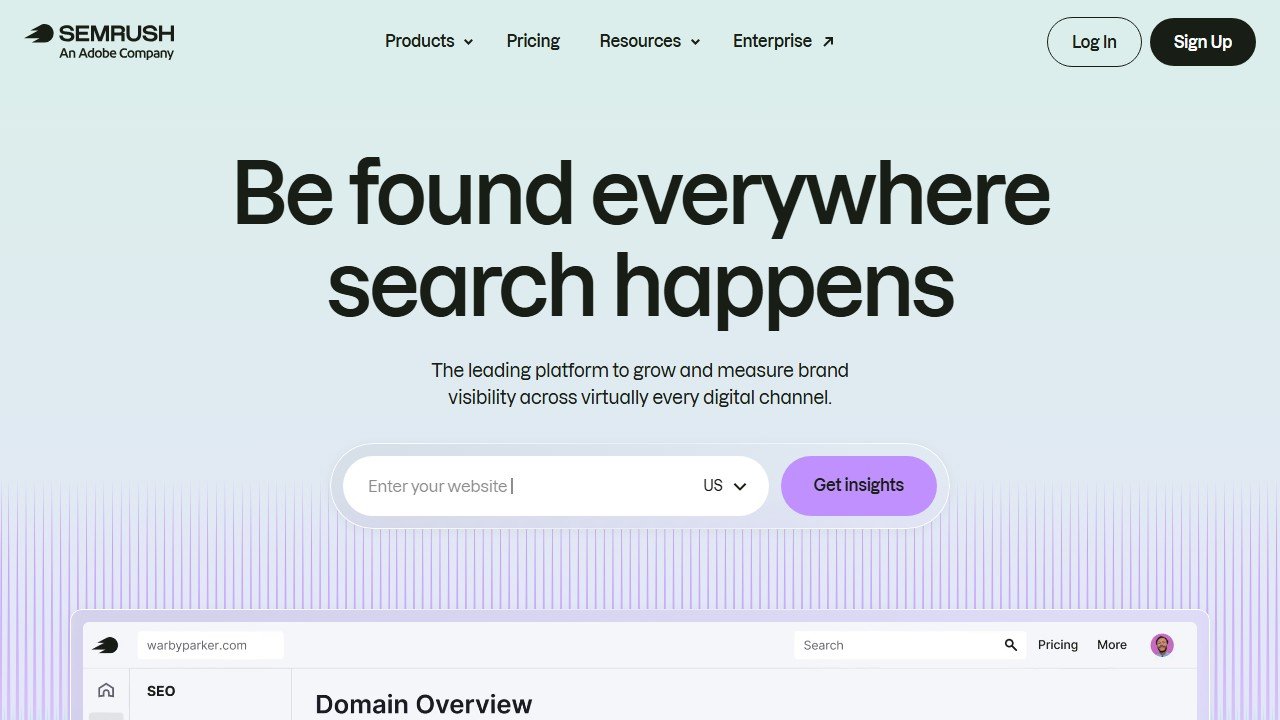Semrush homepage screenshot 2026