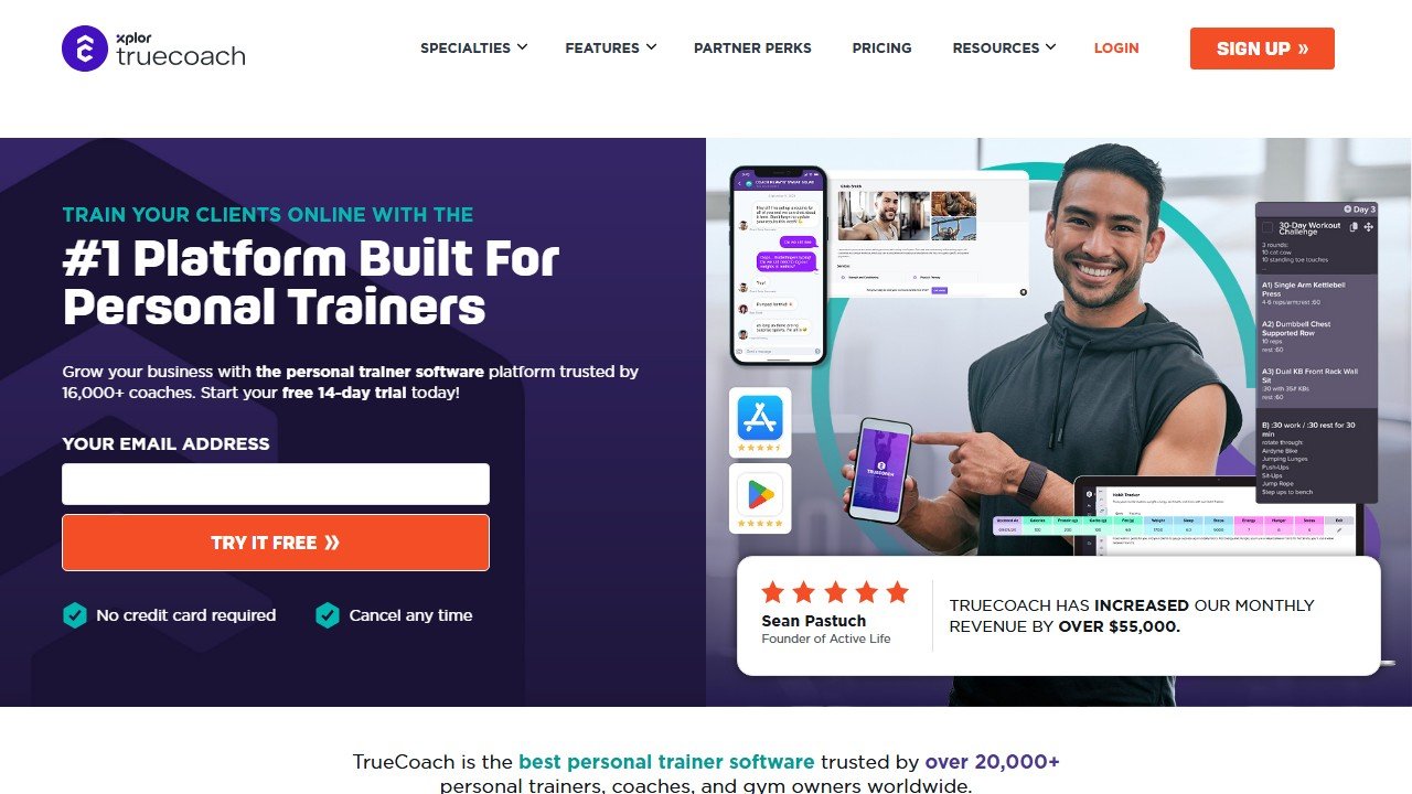 TrueCoach homepage as another FirstRep alternative
