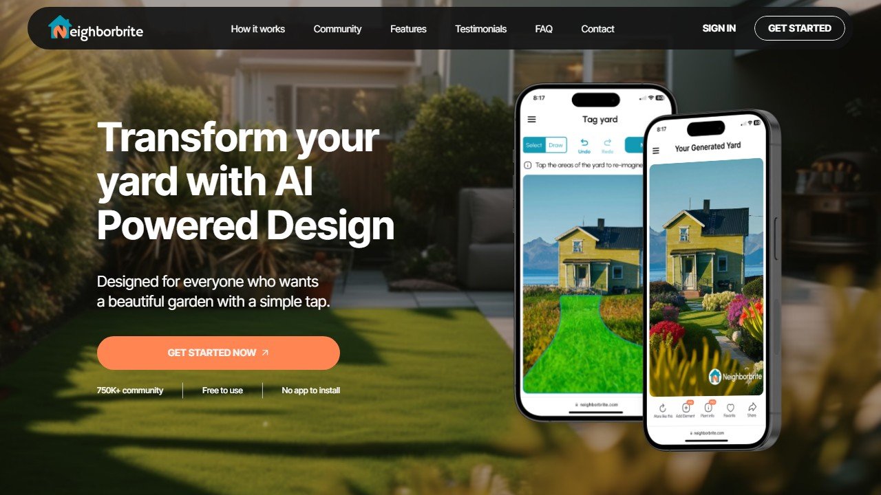 NeighborBrite homepage in 2026