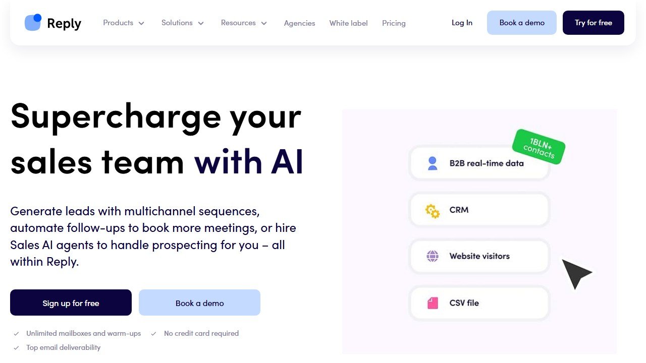 Reply.io sales engagement homepage