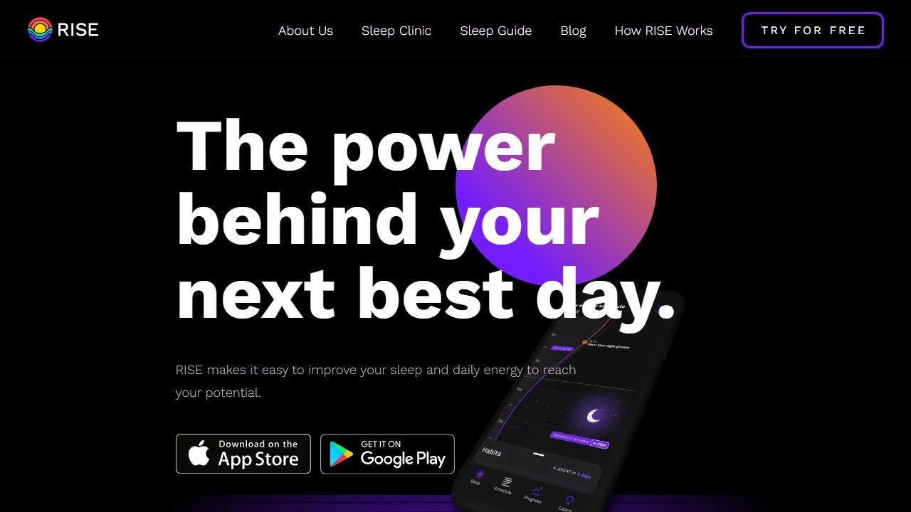 Rise sleep app homepage