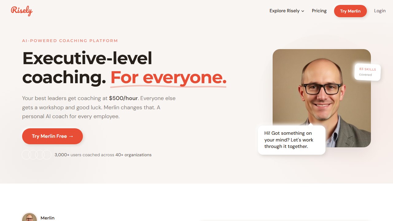 Risely AI manager coaching homepage
