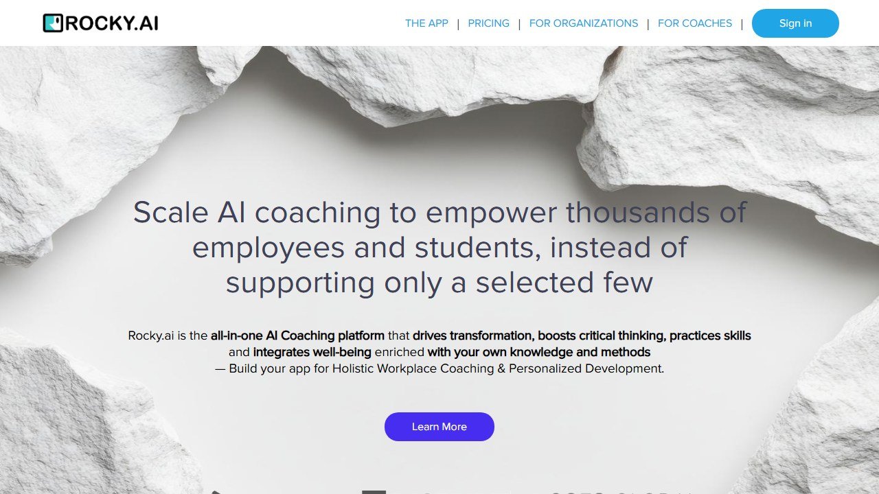 Rocky.ai homepage and interface (2026)