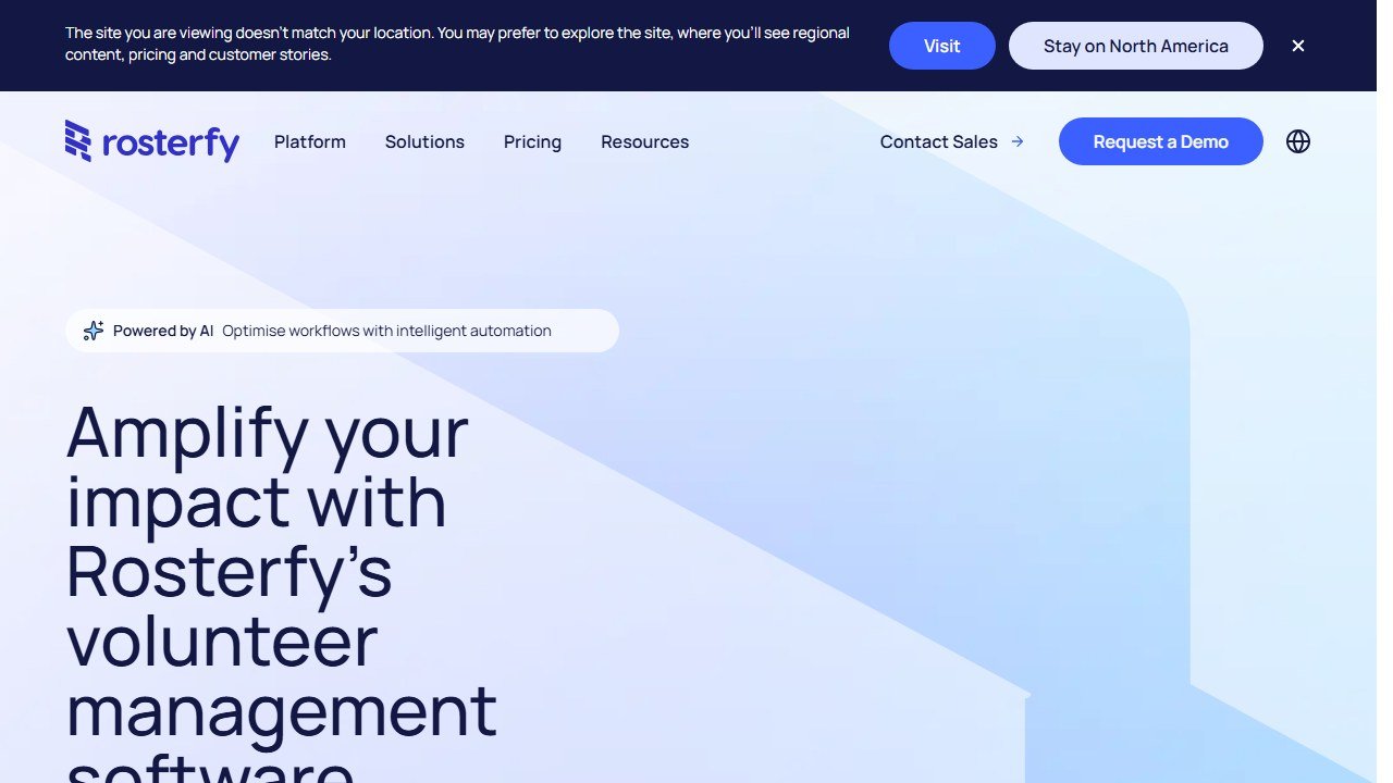 Rosterfy volunteer engagement homepage