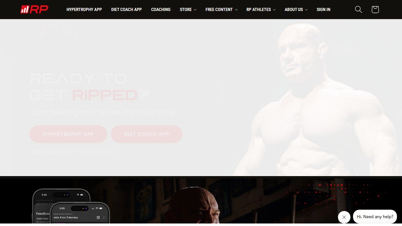 RP Hypertrophy app homepage