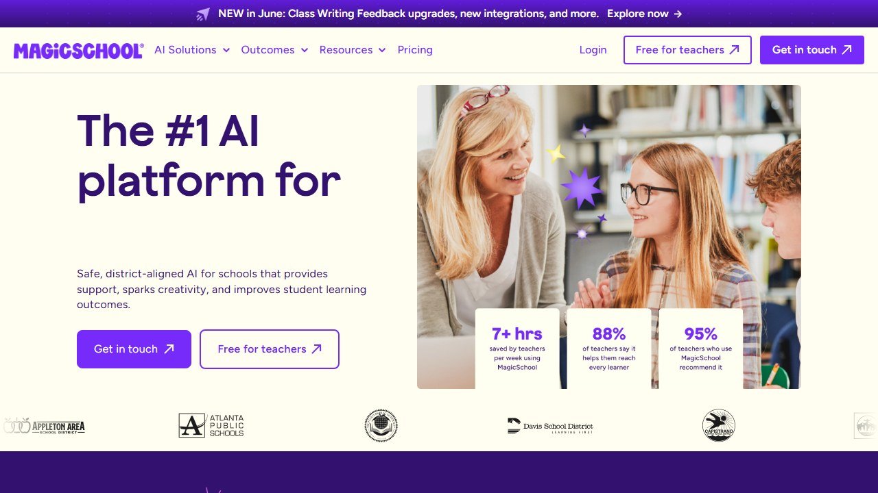 SchoolAI student-safe AI tutoring platform homepage