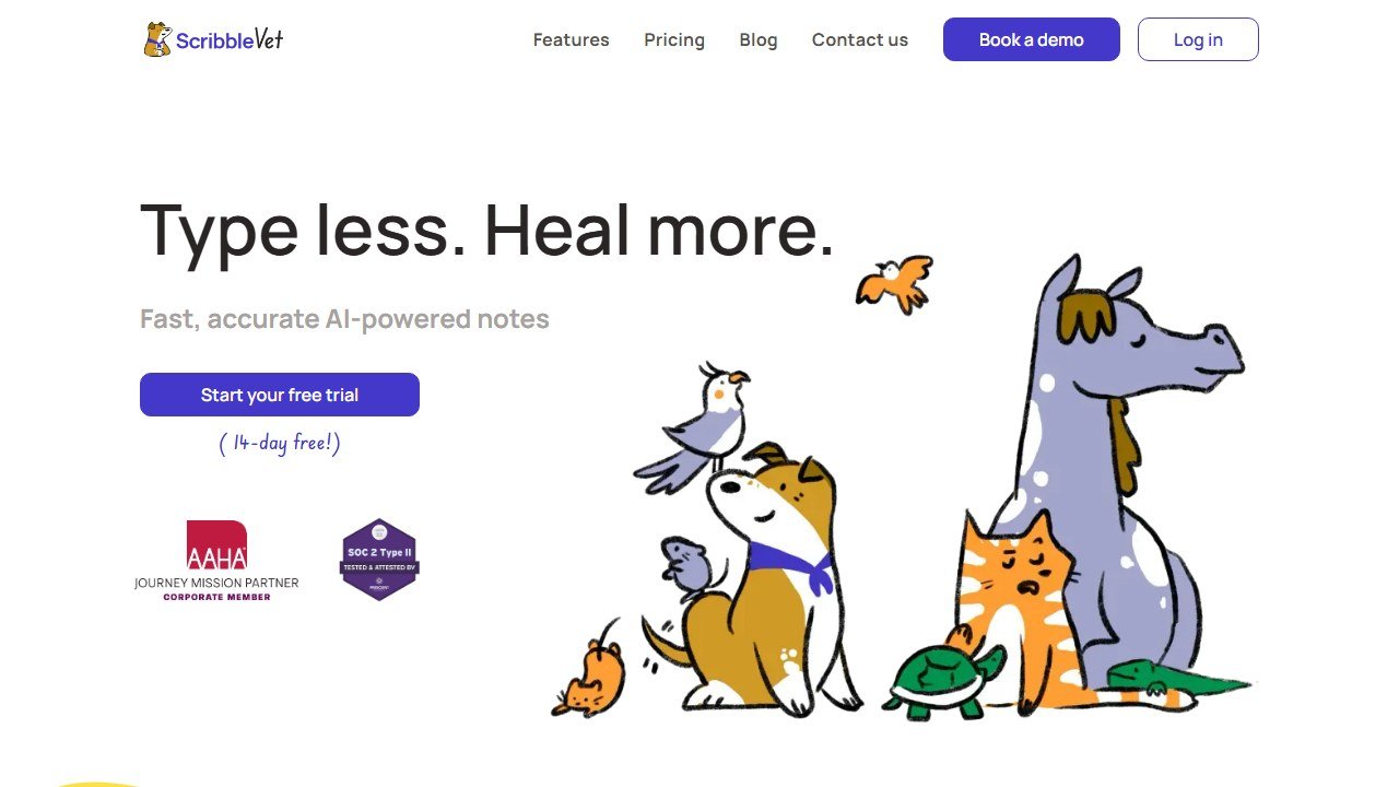 ScribbleVet veterinary notes homepage