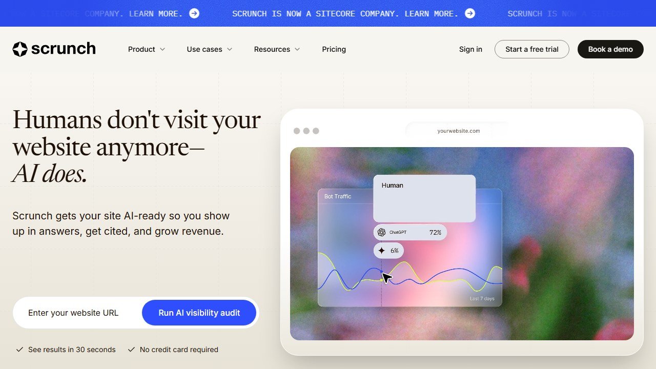 Scrunch AI homepage screenshot 2026
