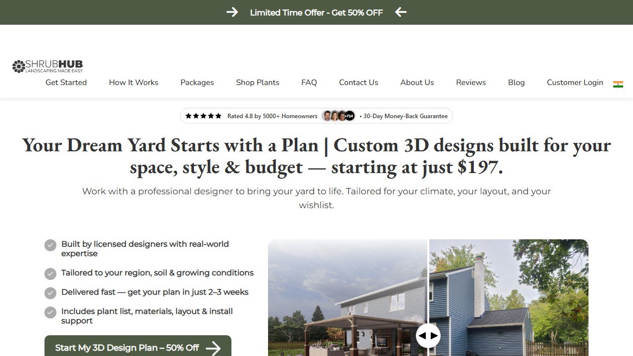 ShrubHub online landscape design homepage