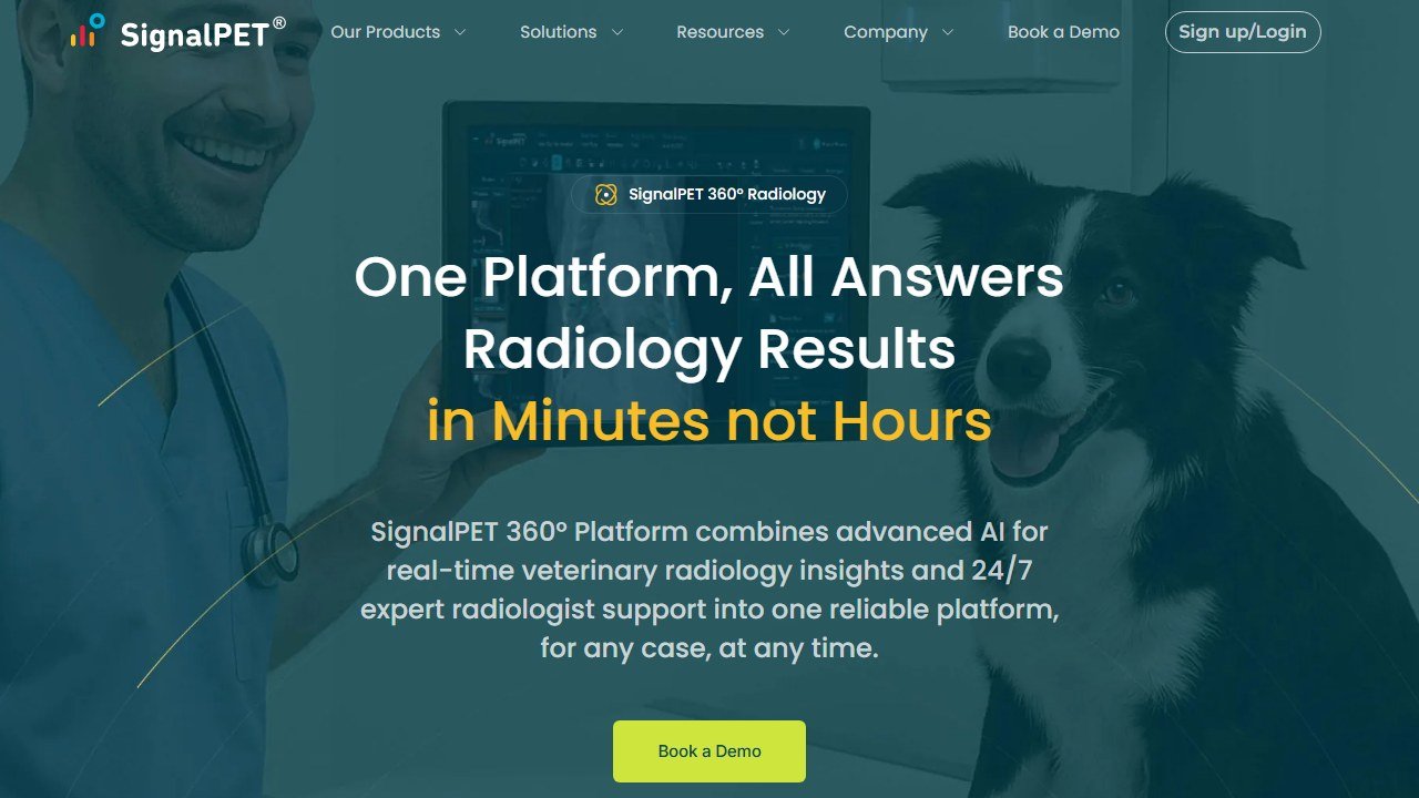 SignalPET veterinary radiology AI homepage