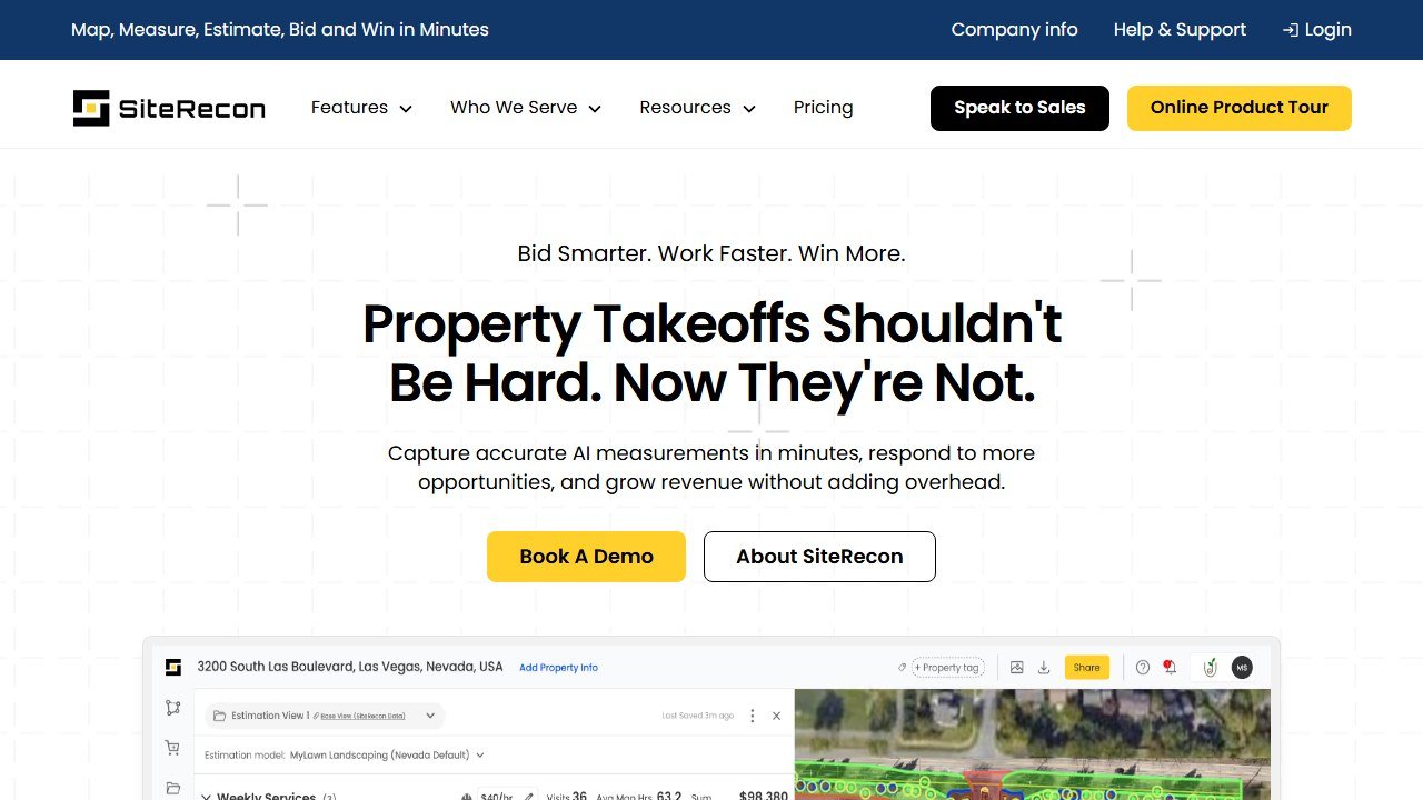 SiteRecon property measurement homepage