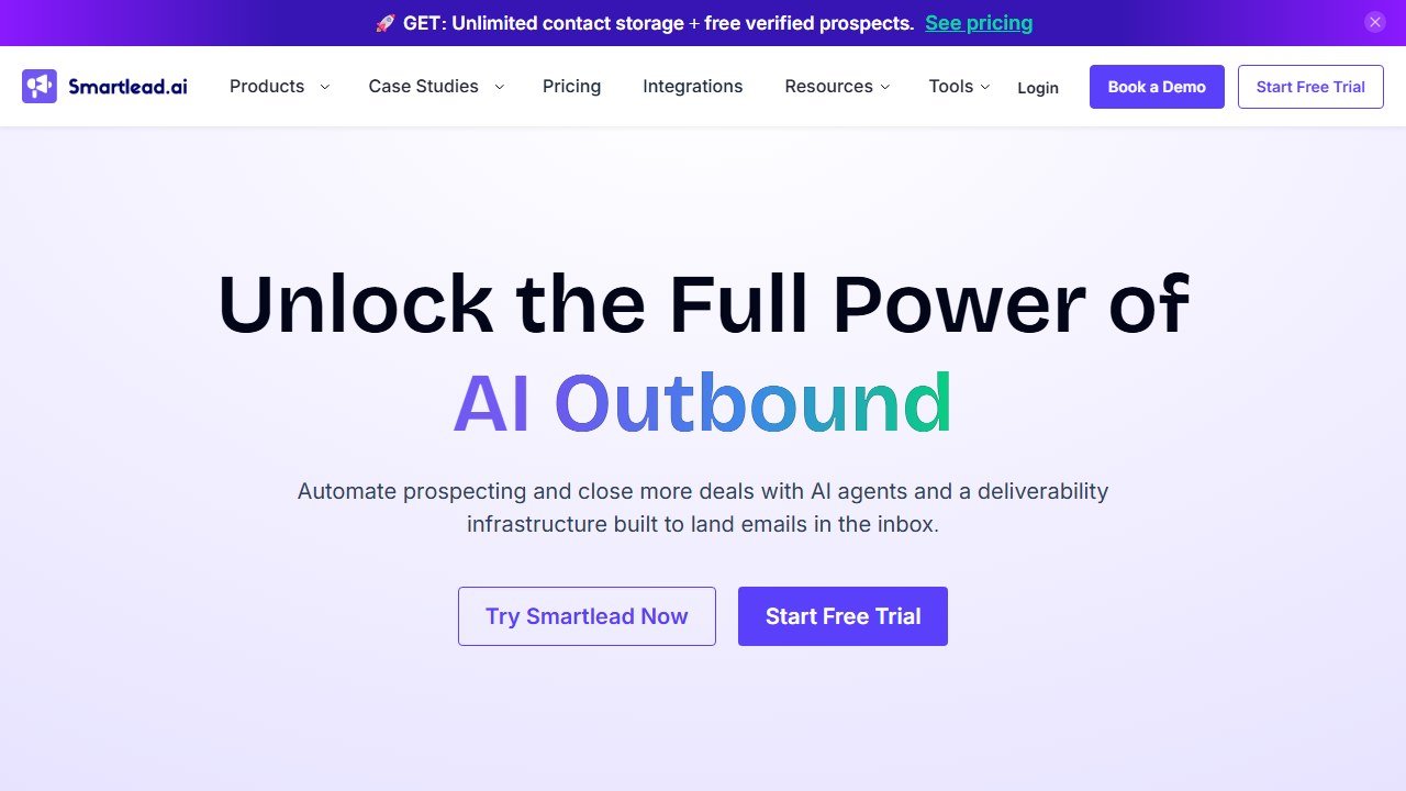 Smartlead homepage screenshot