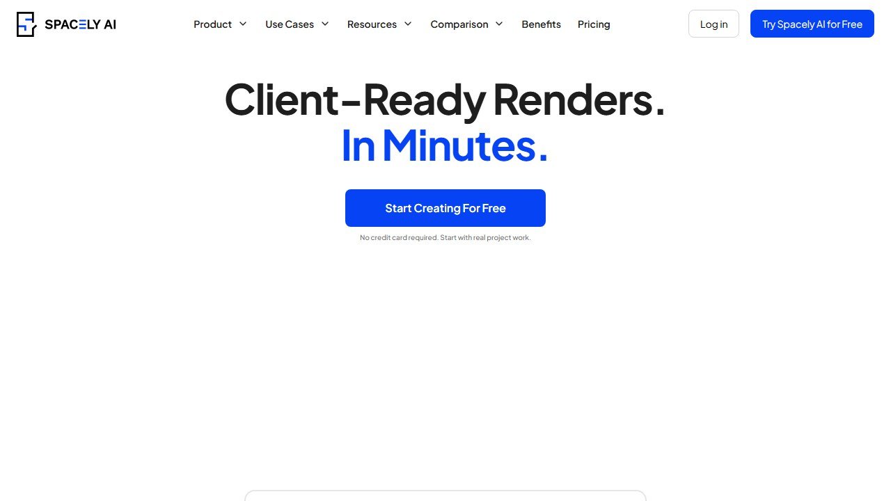 Spacely AI interior design generator homepage