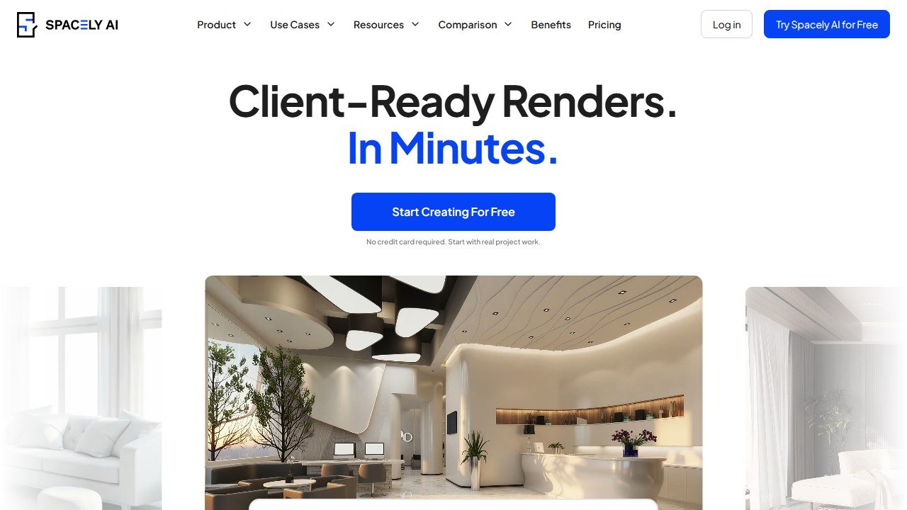 Spacely AI interior design generator homepage