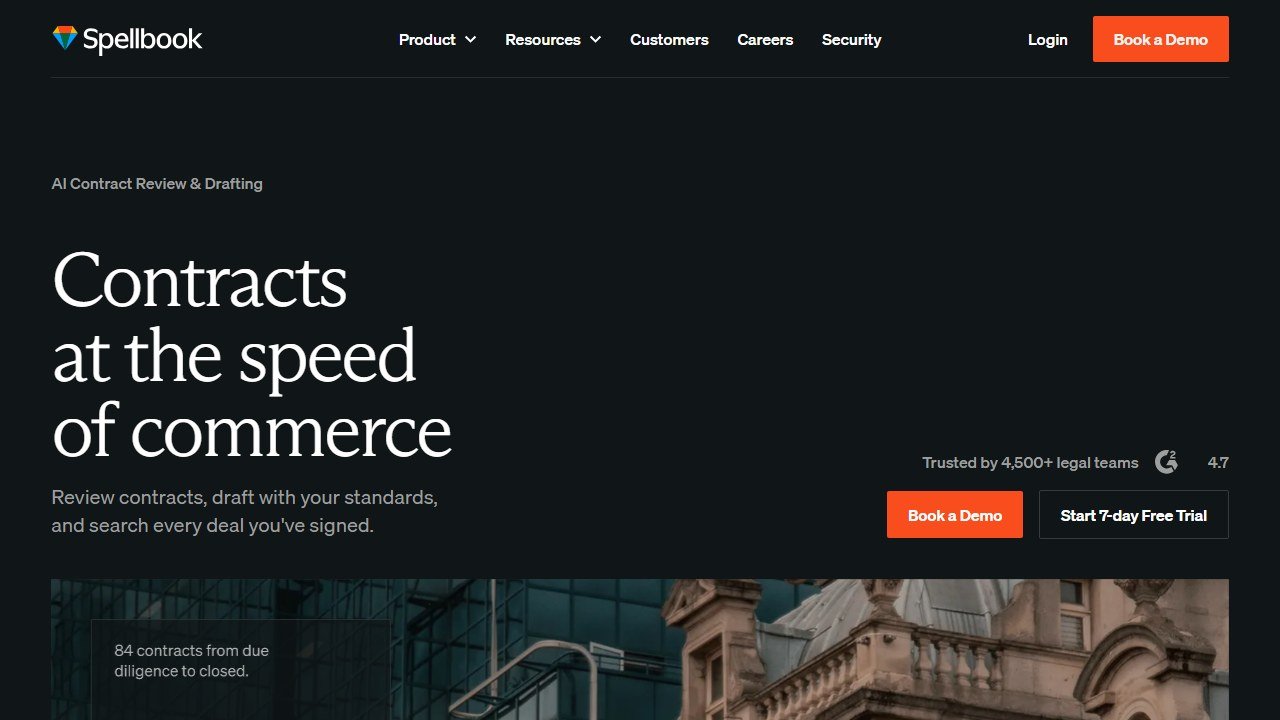 Spellbook AI contract drafting homepage