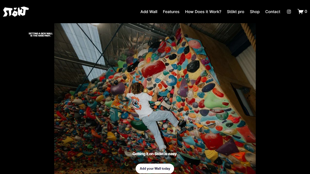 Stokt bouldering app homepage