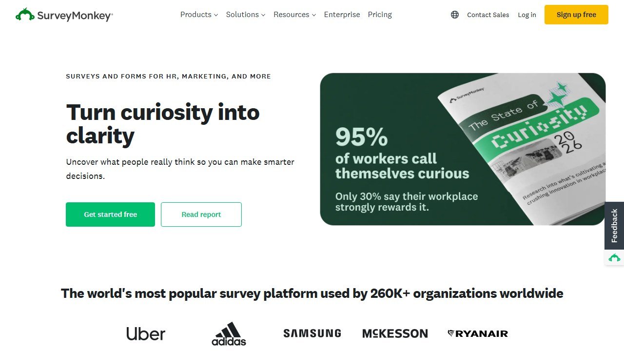 SurveyMonkey survey tool homepage